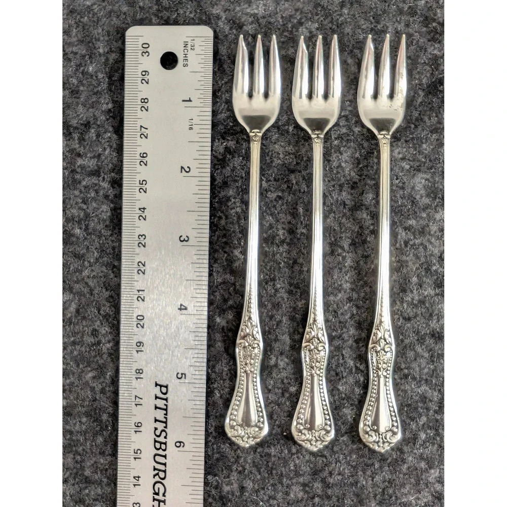 Forbes Silver Co Clovis Silverplate Cocktail Forks Vintage Floral 6 In Set of 3
